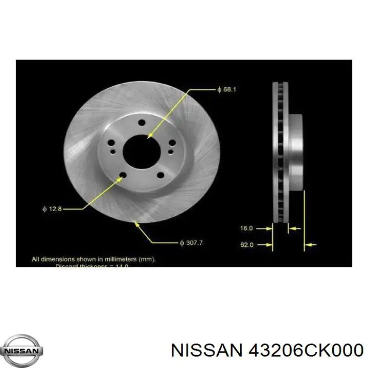 Задний тормозной диск Nissan/Infiniti 43206CK000 цена, от 12.67 USD