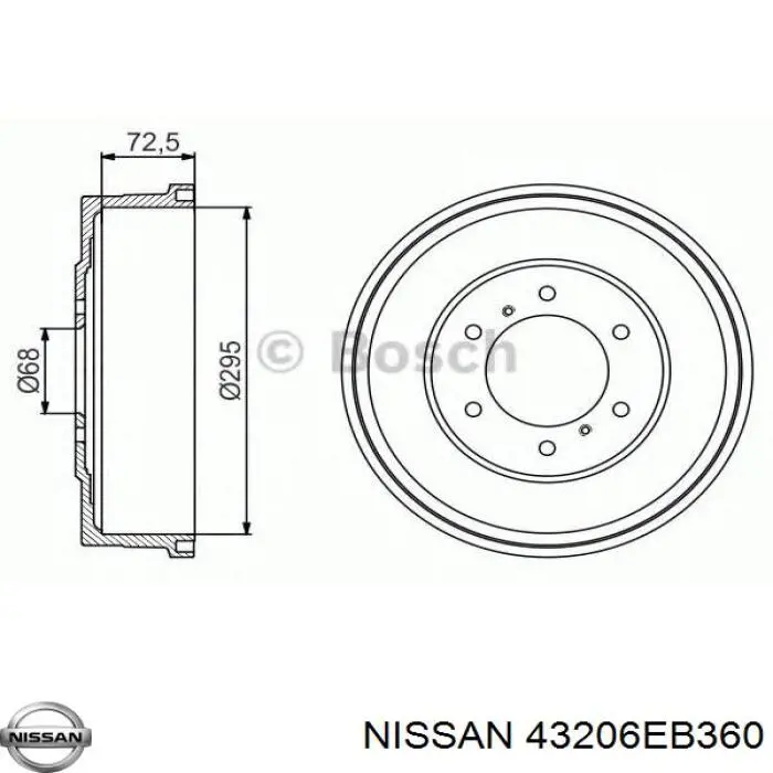 43206EB360 Nissan тормозной барабан