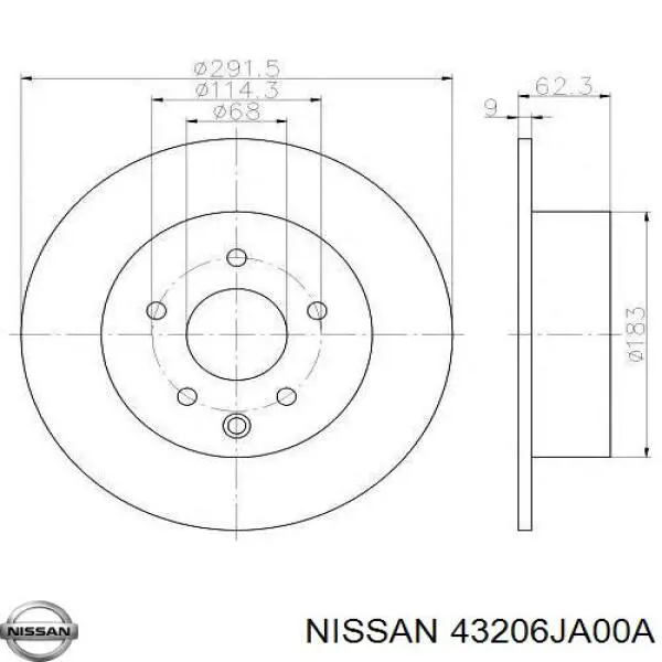 Купить 43206JA00A Nissan/Infiniti Диск тормозной задний