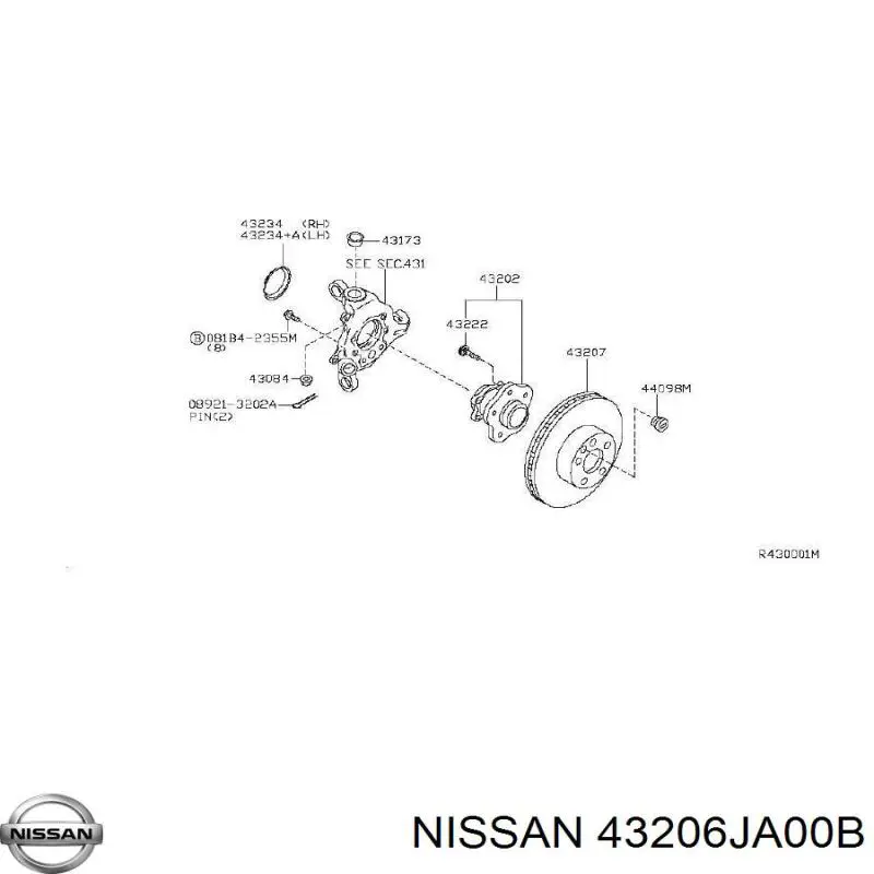 43206JA00B Nissan disco do freio traseiro