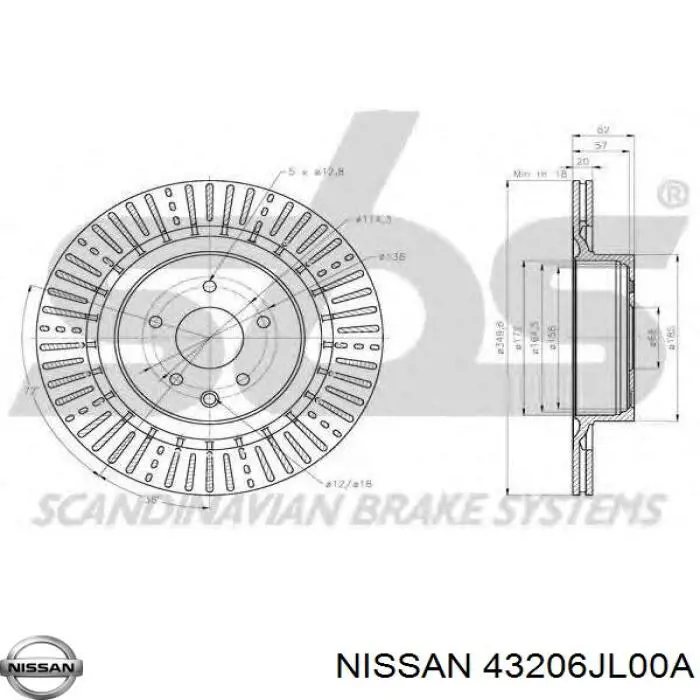 43206-JL00A Nissan/Infiniti Диск тормозной задний