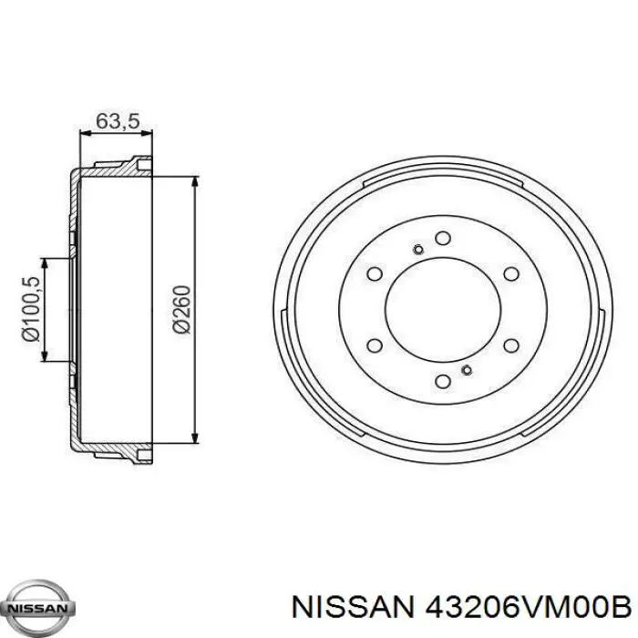 Тормозной барабан 43206VM00B Nissan