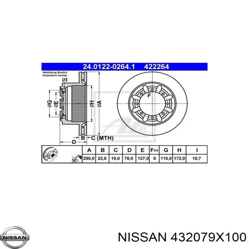 Тормозные диски 432079X100 Nissan/Infiniti