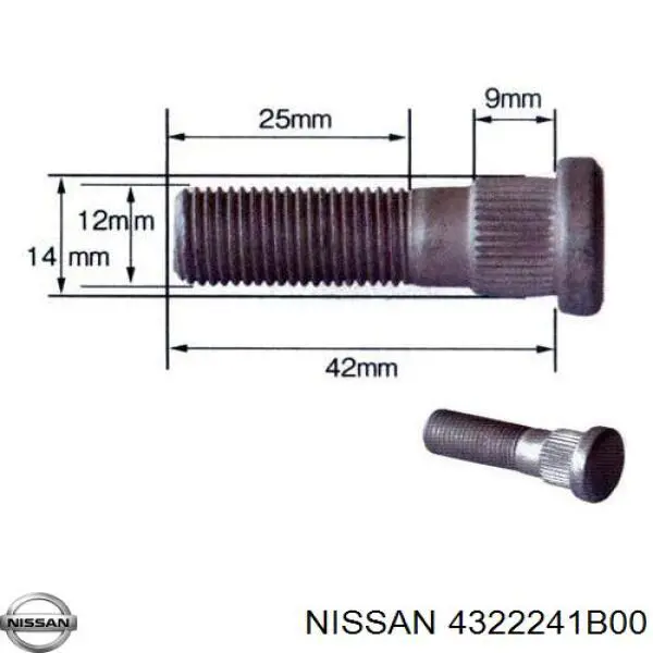 Болт ступицы Nissan/Infiniti 4322241B00 цена, от 1.63 USD
