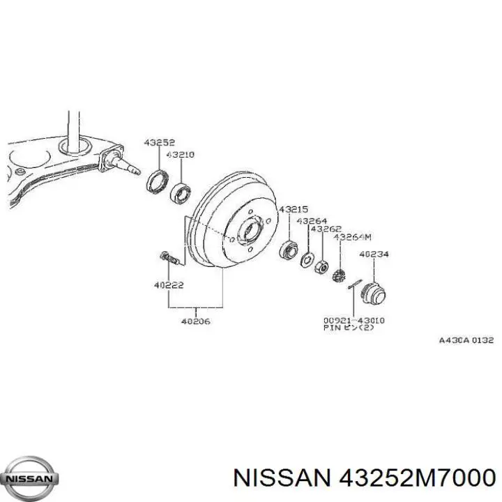 43252M7000 Nissan сальник задней ступицы