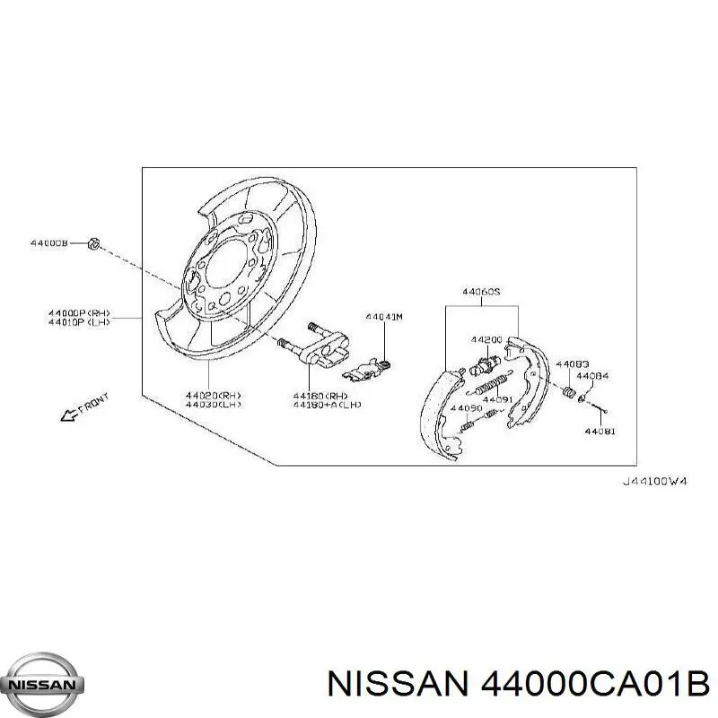 44000CA01B Nissan/Infiniti Диск опорный, заднего торм. барабана, правый