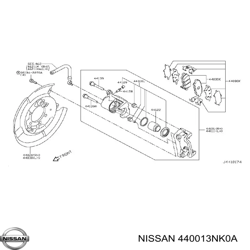 440013NK0A Nissan суппорт тормозной задний правый