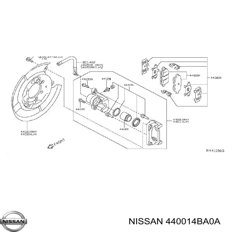 440014BA0A Nissan/Infiniti Суппорт тормозной задний правый
