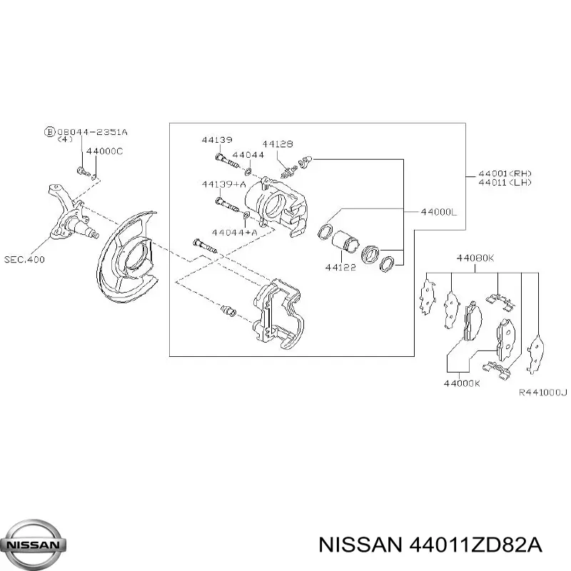 Задний левый суппорт Nissan/Infiniti 44011ZD82A цена, от 156.65 USD