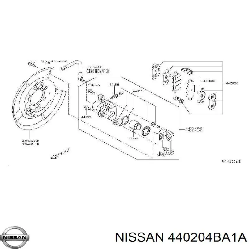 Proteção direita do freio de disco traseiro para Nissan Rogue (T32U)