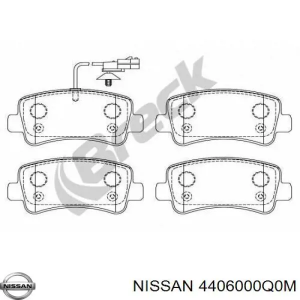 Задние тормозные колодки 4406000Q0M Nissan/Infiniti