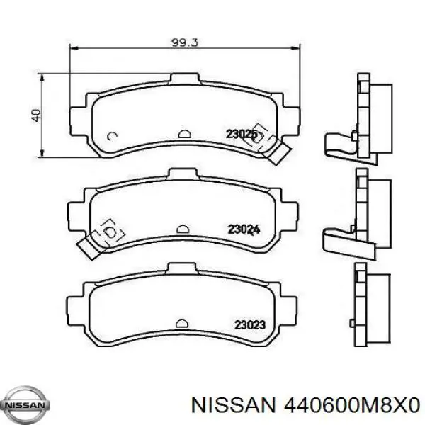 Задние тормозные колодки 440600M8X0 Nissan