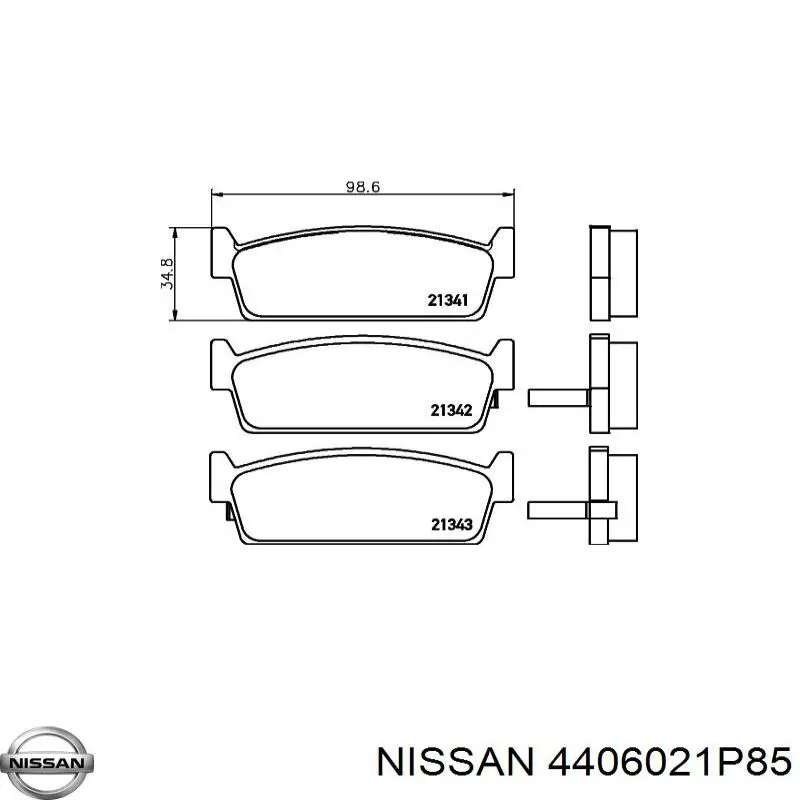 Задние тормозные колодки 4406021P85 Nissan