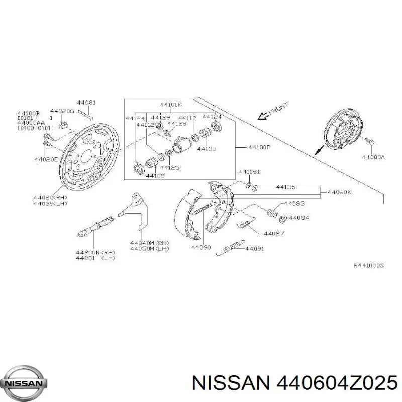 Задние барабанные колодки 440604Z025 Nissan