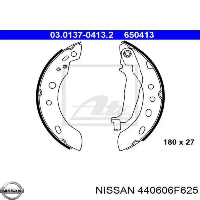 Купить 440606F625 Nissan/Infiniti Задние барабанные тормозные колодки