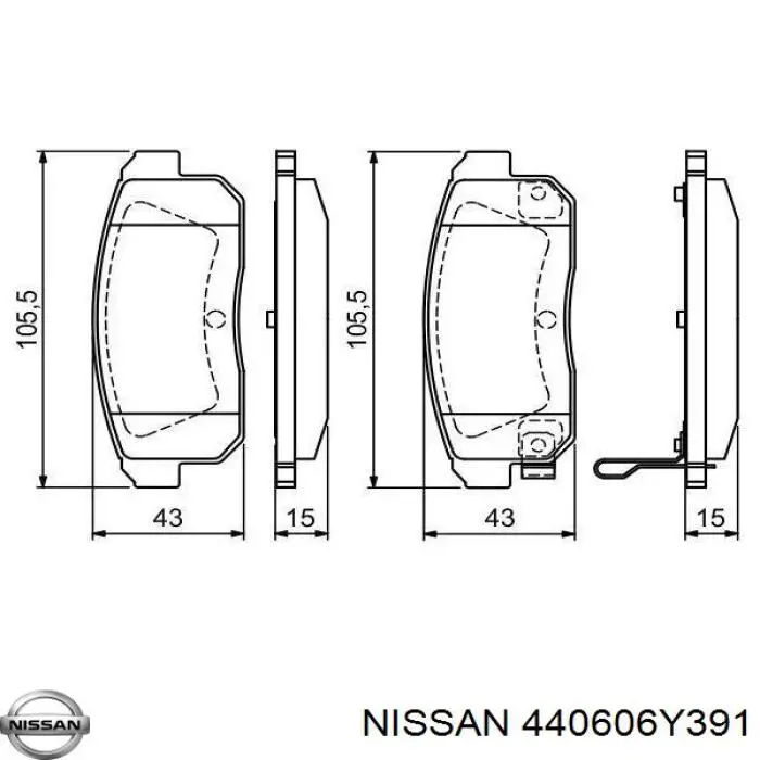 Задние тормозные колодки 440606Y391 Nissan