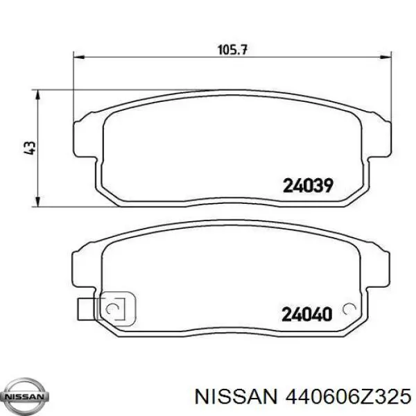 Задние тормозные колодки 440606Z325 Nissan