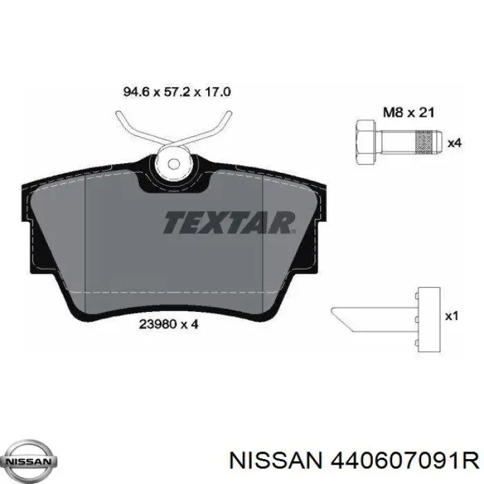 440607091R Nissan/Infiniti Колодки тормозные дисковые комплект