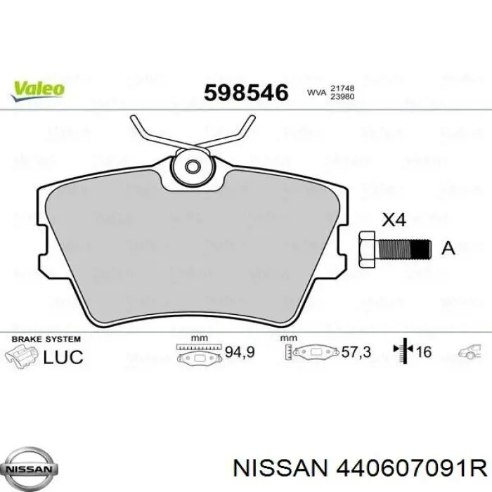Колодки дисковые  Nissan/Infiniti 440607091R цена, от 18.20 USD