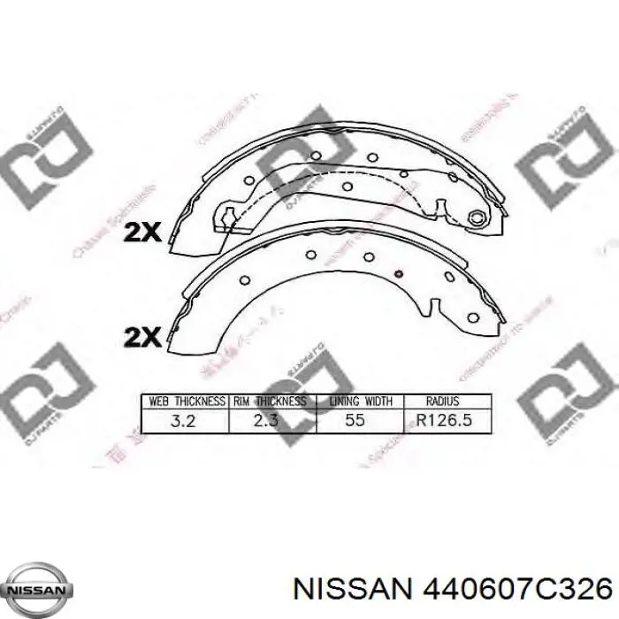 Задние барабанные колодки 440607C326 Nissan/Infiniti
