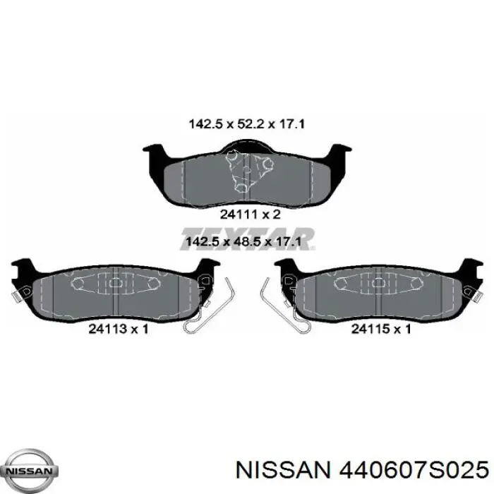 440607S025 Nissan задние тормозные колодки