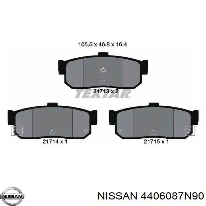 4406087N90 Nissan колодки тормозные задние дисковые