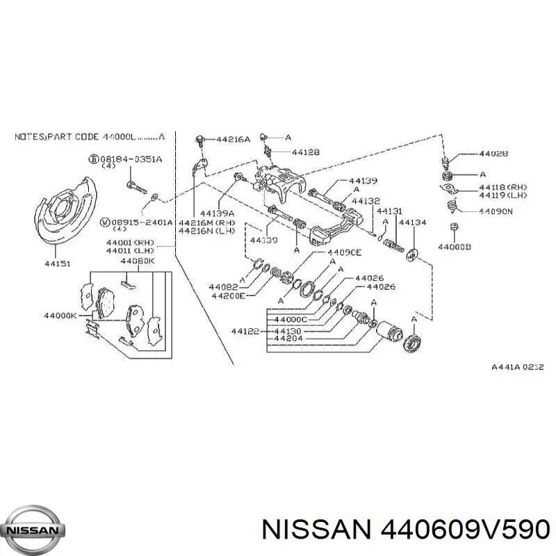 440609V590 Nissan задние тормозные колодки