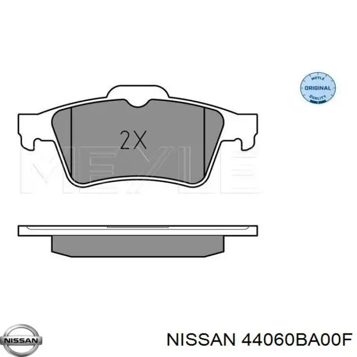 44060BA00F Nissan колодки тормозные задние дисковые