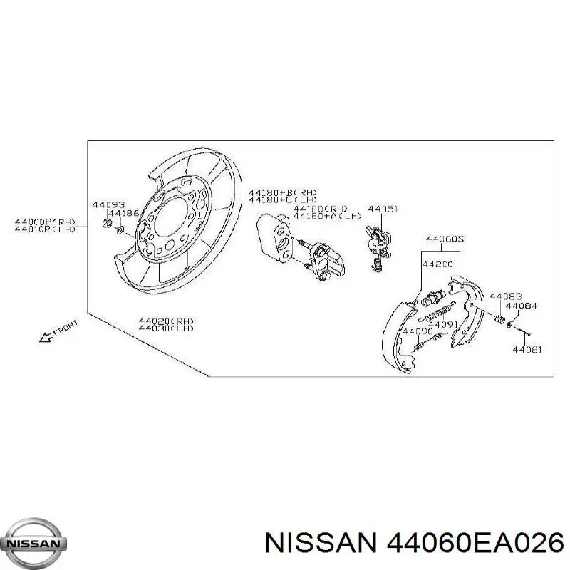 Колодки ручника (стояночного тормоза) Nissan 44060EA026