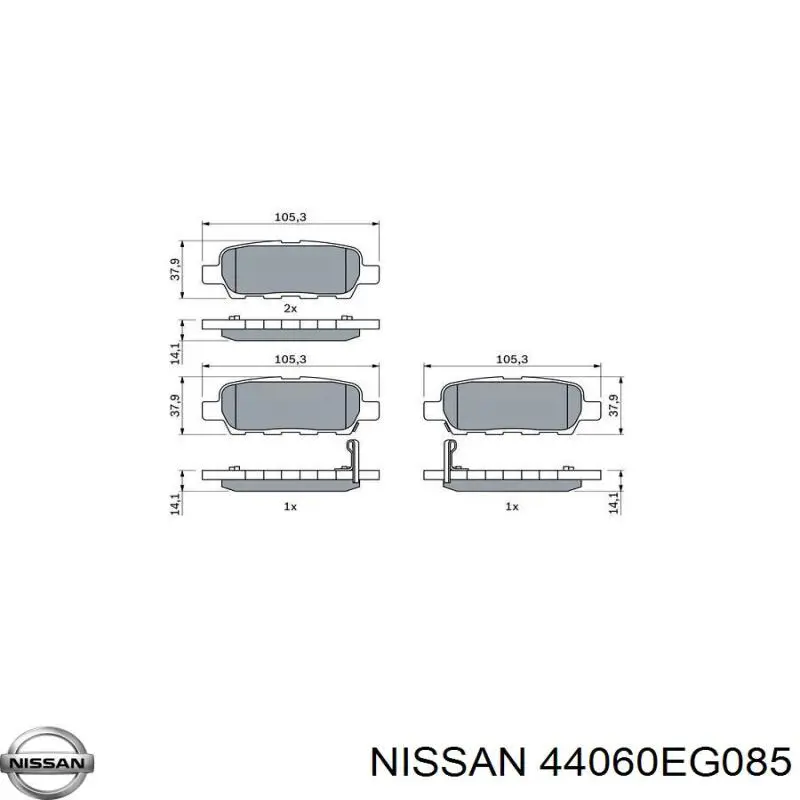 44060EG085 Nissan sapatas do freio traseiras de disco