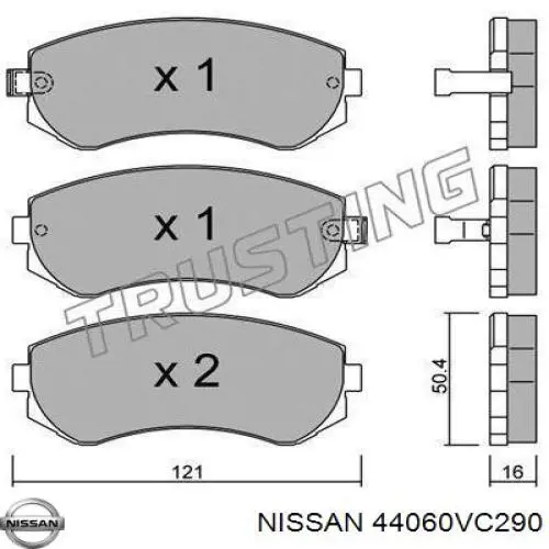Купить D4060VC290 Nissan/Infiniti Колодки тормозные задние, дисковые