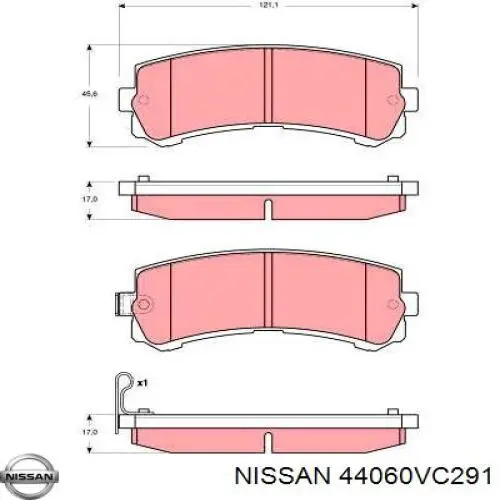 44060VC291 Nissan sapatas do freio traseiras de disco