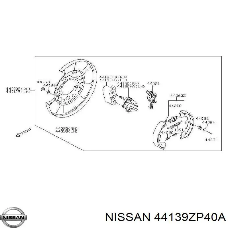 44139ZP40A Nissan guia de suporte traseiro