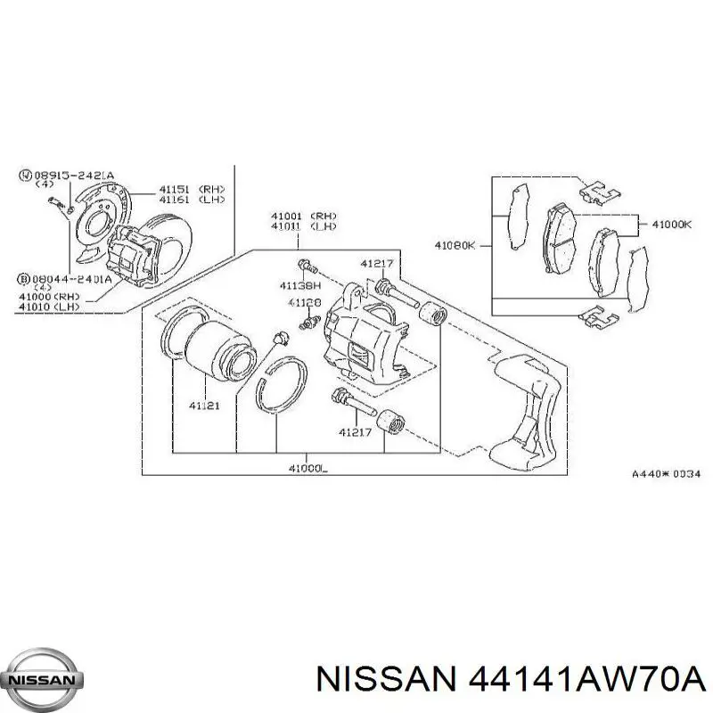 Болт тормозного суппорта 44141AW70A Nissan/Infiniti