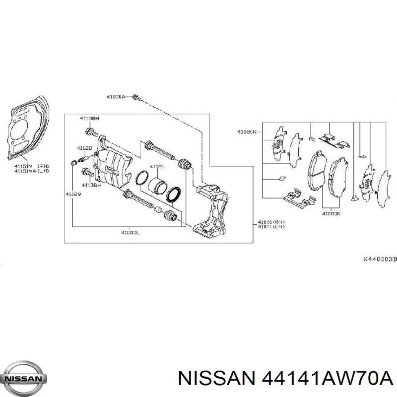 44141N9500 Nissan parafuso do freio de suporte
