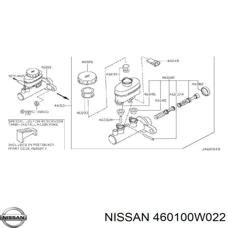 Цилиндр тормозной главный 460100W022 Nissan