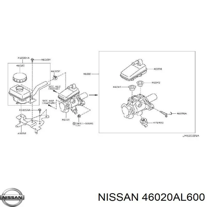 Крышка бачка главного тормозного цилиндра Nissan/Infiniti 46020AL600 цена, от 12.67 USD