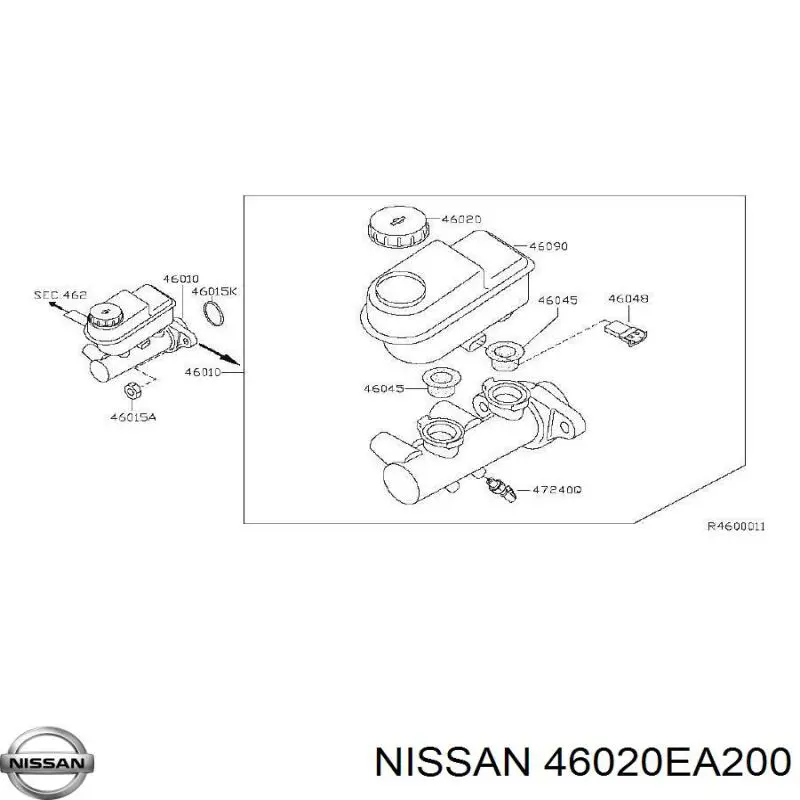 Крышка бачка главного тормозного цилиндра Nissan/Infiniti 46020EA200 цена, от 16.38 USD