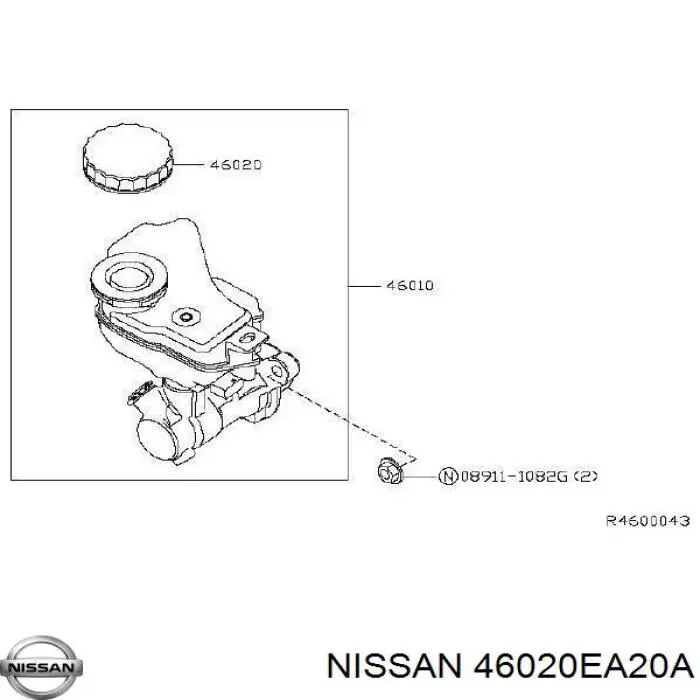 Крышка бачка главного тормозного цилиндра Nissan/Infiniti 46020EA20A цена, от 9.66 USD