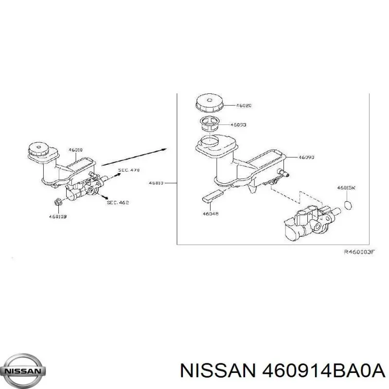 Tanque de cilindro mestre do freio (de fluido de freio) para Nissan Rogue (T32U)