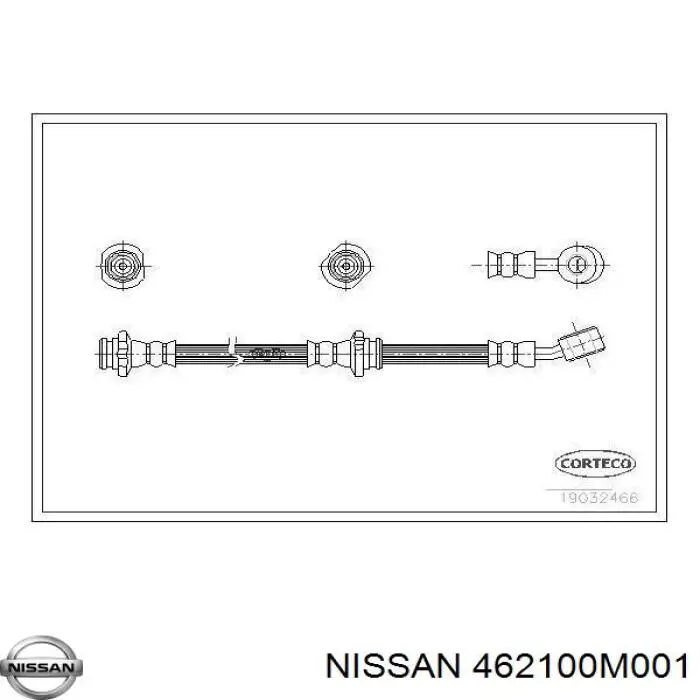 462100M001 Nissan шланг тормозной передний правый