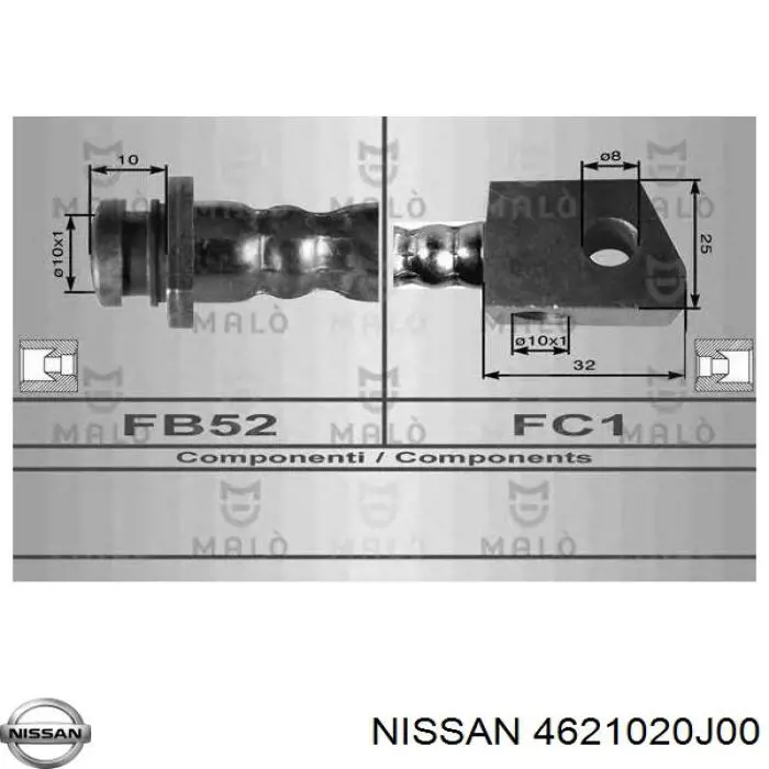 Купить 4621020J00 Nissan/Infiniti Шланг тормозной передний, правый