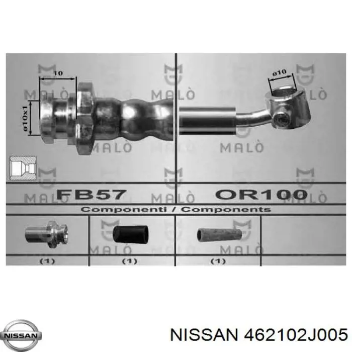 462102J005 Nissan шланг тормозной передний правый
