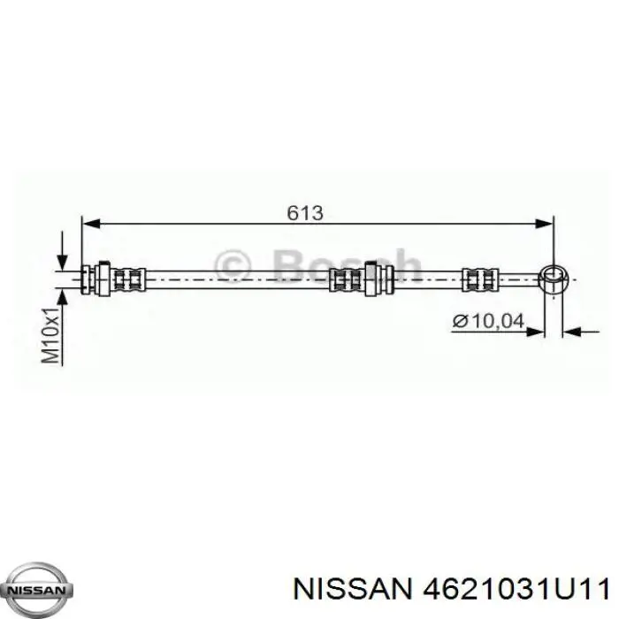 Шланг тормозной задний, правый Nissan/Infiniti 4621031U11 цена, от 17.51 USD