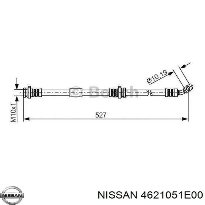 Купить 4621051E00 Nissan/Infiniti Шланг тормозной передний