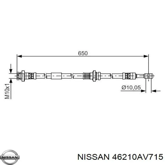 46210AV715 Nissan шланг тормозной задний правый
