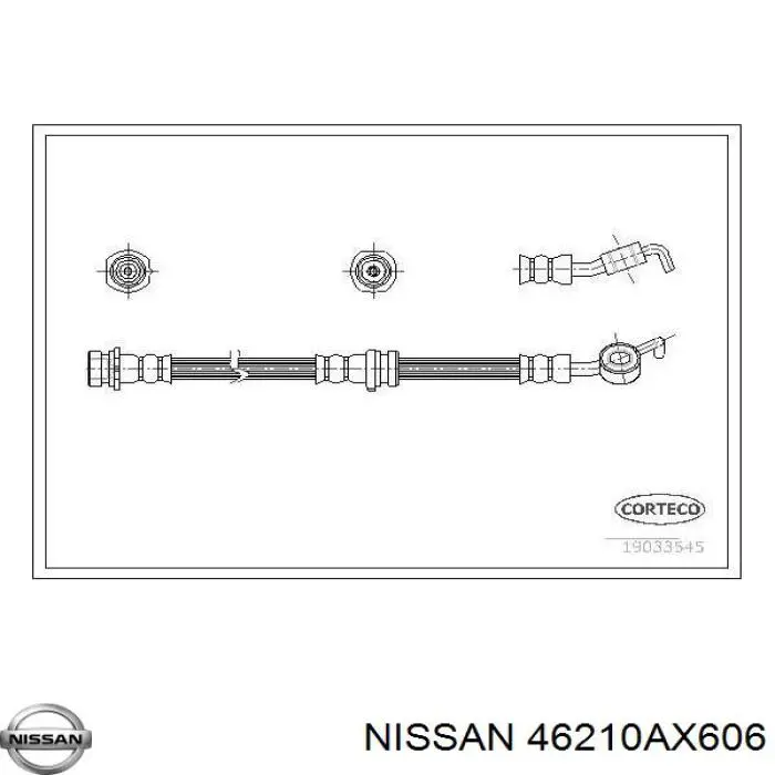 46210AX606 Nissan шланг тормозной передний левый