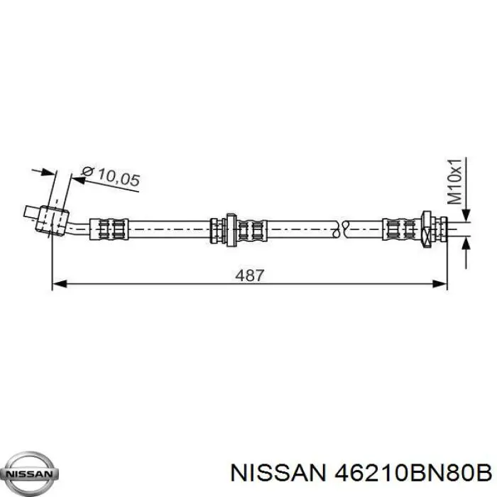 46210BN80B Nissan шланг тормозной задний правый