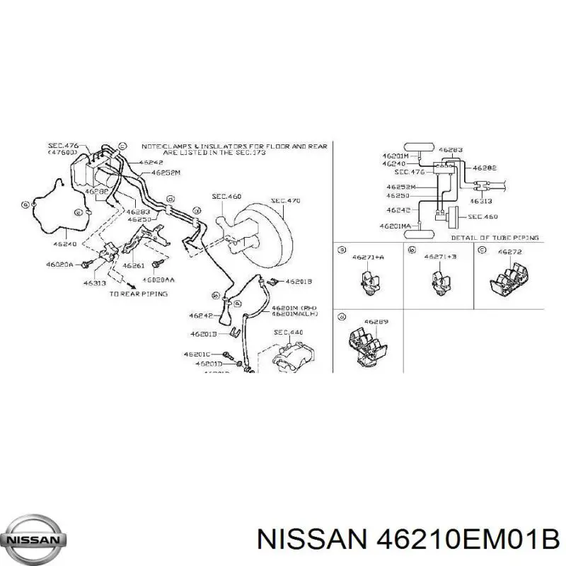 Шланг тормозной передний левый Nissan 46210EM01B