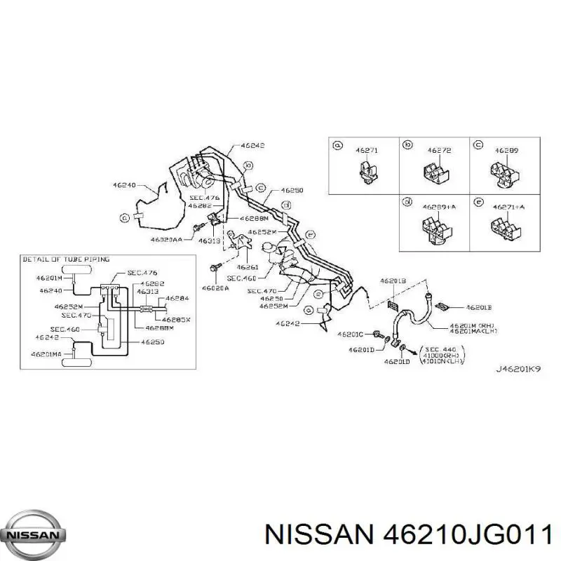 Шланг тормозной задний Nissan 46210JG011